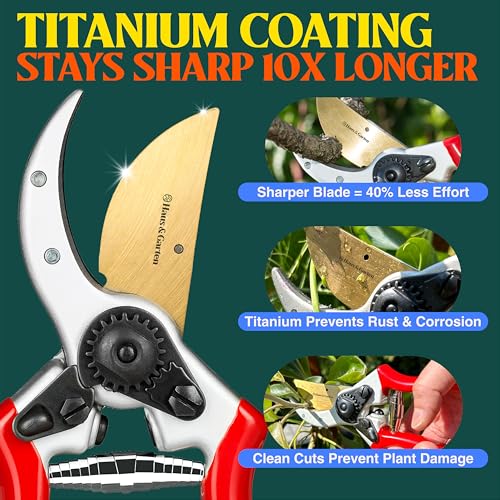 Haus & Garten ClassicPRO Titanium Bypass Pruning Shears + Replacement Blade + Springs Bundle