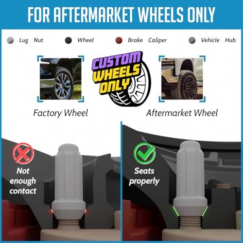 Wheel Accessories Parts 20 Pcs 1/2"-20 Thread Truck 2.00" Long Spline Lug Nuts Black 6 Spline Hex Fits Chevy C10 K5 Blazer ｜ GMC C1500 ｜ Dodge Ram 1500 Ramcharger ｜ Ford F150 ｜ Jeep Wrangler