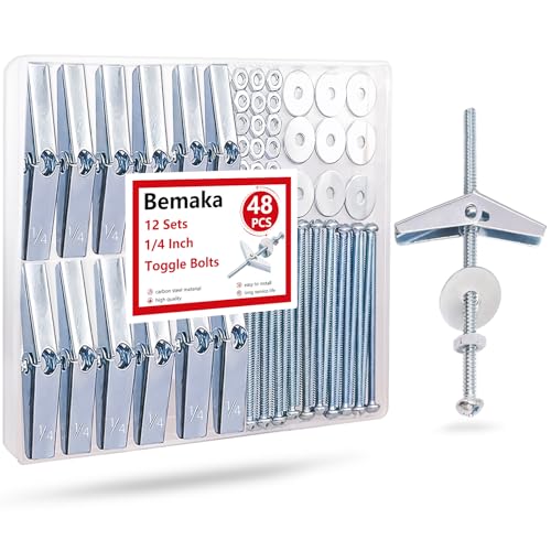 48Pcs 1/4 Inch Toggle Bolts + 336Pcs Toggle Bolts Heavy Duty Drywall Anchors and Screws Assortment Kit