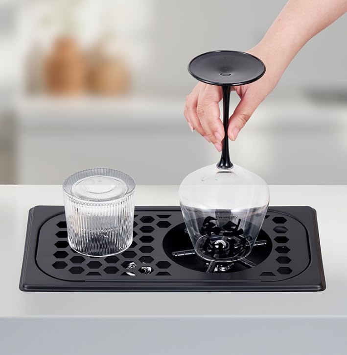 Commercial Black 304 Stainless Steel Cup Washer, High Pressure Under Sink Cup Cleaner with 360° Rotating Nozzle for Bar, Cafe, Restaurant, Home Kitchen, Easy Installation