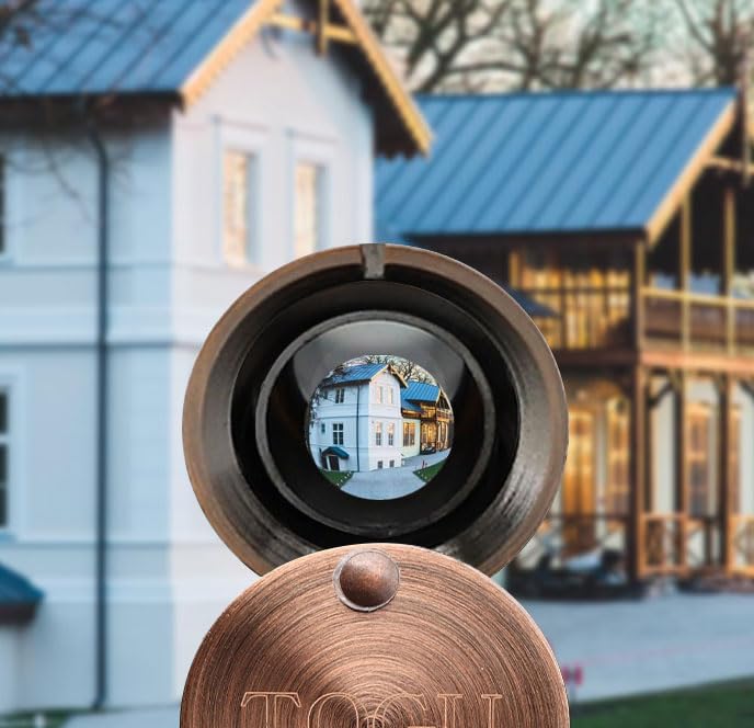TOGU 5PCS of 220-degree Solid Brass Peep Holes for Door with 16mm Drill Bit, 0.63 inch Door Peephole with Privacy, Compatible with Door Thick from 1-3/8" to 2-1/6", Antique Copper Finish 5 PACK + Drill