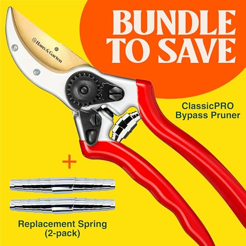 Haus & Garten ClassicPRO Titanium Bypass Pruning Shears and Replacement Springs Bundle
