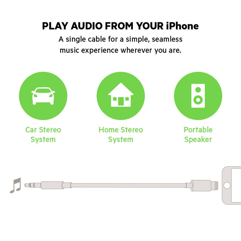 Belkin 3.5mm Audio Cable with Lightning Connector, 6ft Durable AUX Cable for iPhone, iPad, and iPod - Connects to Car Stereo, Headphones, and Speakers - MFi-Certified for Apple Devices - Black 6'