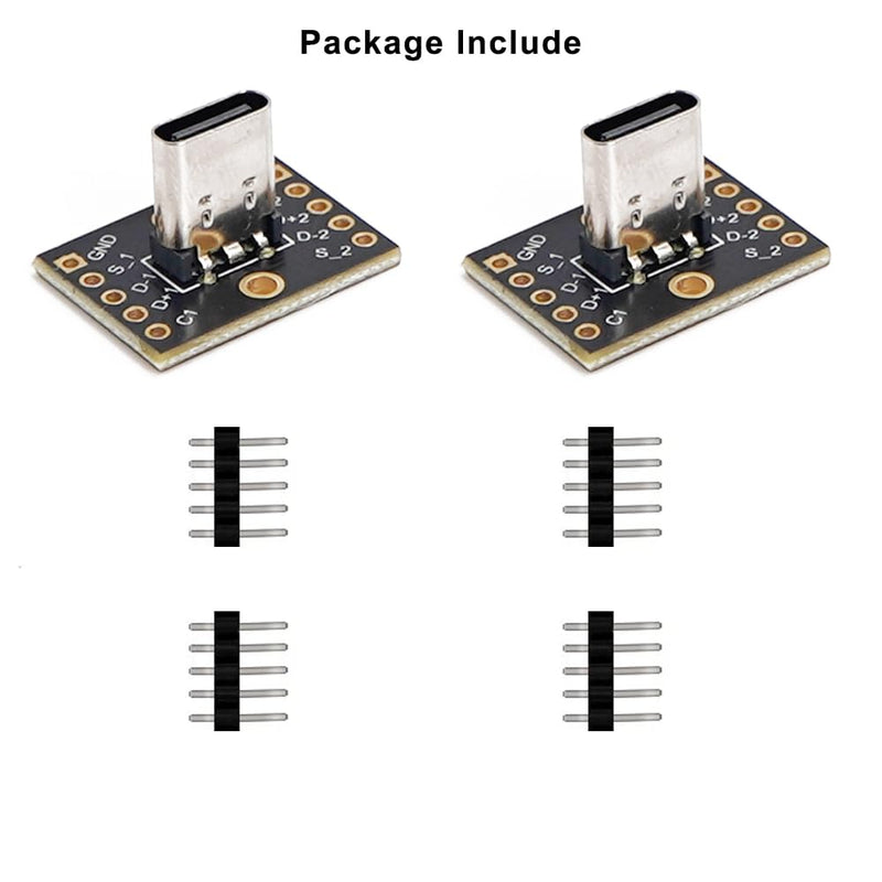 2pcs USB Type C Breakout Board-Vertical Female Connector USB Type C Connector Board PCB Converter Board