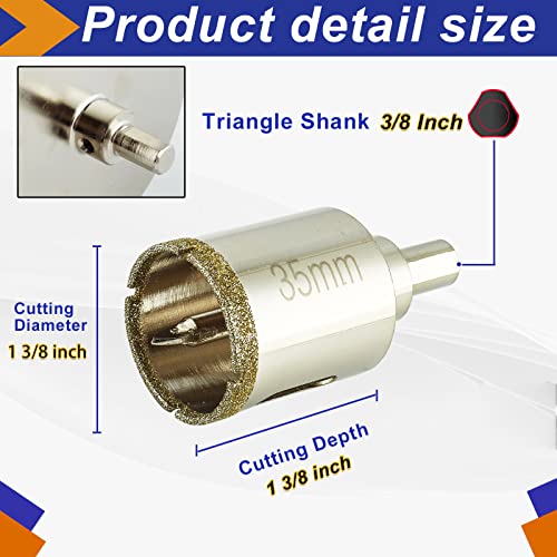 4 1/2 Inch + 1 3/8 Inch Diamond Hole Saw with Pilot Bit, Tile Hole Saw with Guiding Drill Bit in The Center for Glass, Porcelain Tile,Ceramics, Marble and Granite