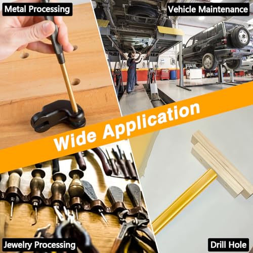 EVRBUL 3PCS Brass Pin Punches, Brass Punch Set, Non-Sparking Brass Drift Punch Tool, 3/8″ 1/2″ 3/4″ Brass Punch Hand Tool, Drift Pin Set for Vehicles and Home Use