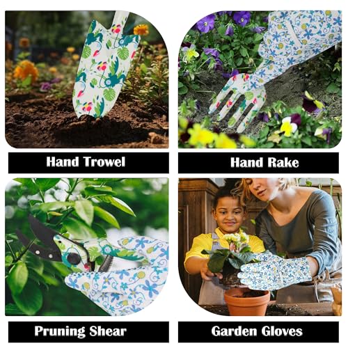 Garden Floral Tool Set with Tote, for Women Plant Lovers Blue