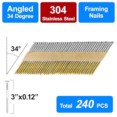 34-30 Degree 3 Inch Ring Shank Paper Framing Nails,240-Pack 3" --240 PCS