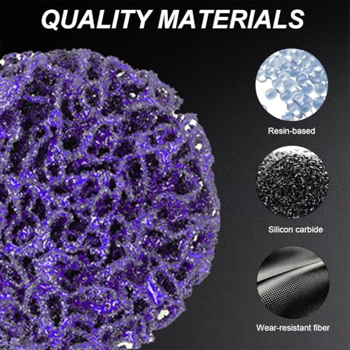 Pack of 18 CSD Discs, 2 Inch 2 in / 50 mm Purple / Blue / Black Sanding Discs | Coarse Cleaning Disc for Angle Grinder, Cleaning Disc Set for Surface Processing, Metal, Stainless Steel, Paint, Rust 50 mm, 18 pieces, 6 black, 6 blue, 6 purple