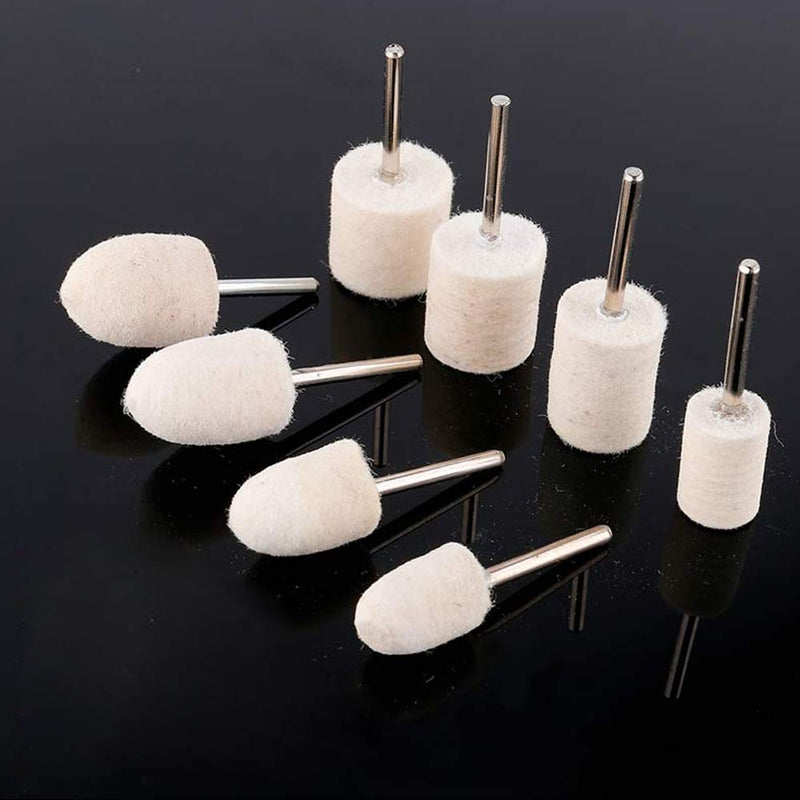 Oudtinx 100pcs Multifunctional Wool Felt Mandrel Mounted Grinding Polishing Accessories Attachment Set - Compatible with Dremel 1/8" Shank