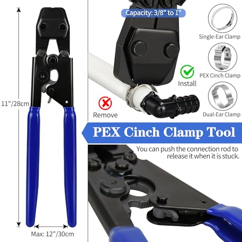 PEX Cinch Clamp Tool Kit, 3/8" to 1" PEX Pipe Clamp Cinch Tool Set 112pcs(PPSU)