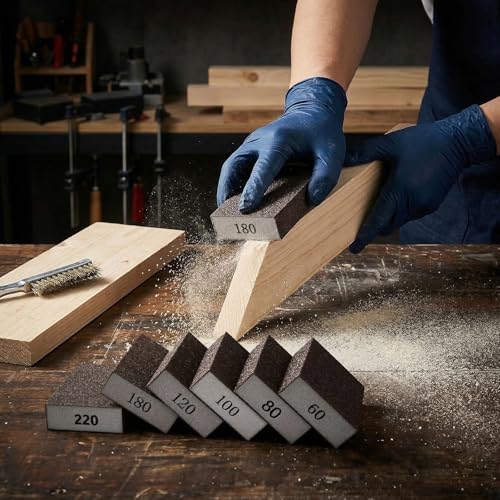 Fasmov Sanding Blocks, 60 Pack Washable & Reusable Drywall Sanding Sponges, 60 80 100 120 180 220 Grit Assorted Sanding Pads for Drywall Repair, Wall Finishing, Woodworking, Painting Prep