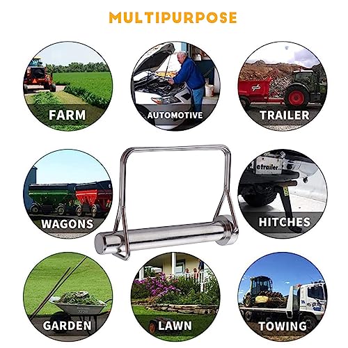 10 PCS Heavy Duty Large Long Lock Pin Carbon Steel Hitch Pin for Trailer,Boat,Vehicle 25/64 X 4"(10X100MM) 25/64" X 4"