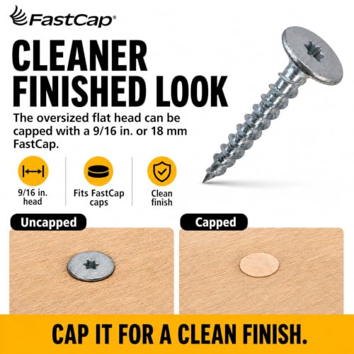 FastCap PowerHead Wood Screws, 1.5", T20 Torx Drive, 200-Pack