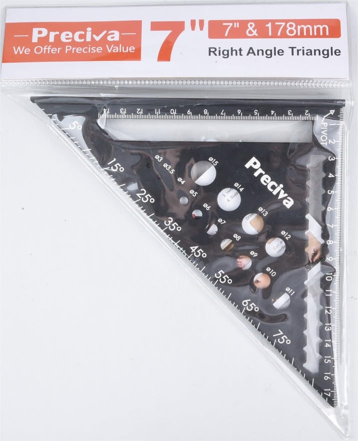 Carpenter's square, multifunctional stop square, metal, aluminum ruler, angle guide, 18 cm, carpenter's square, carpenter's square, protractor, stop square, 45 and 90 degree angle, marking ruler