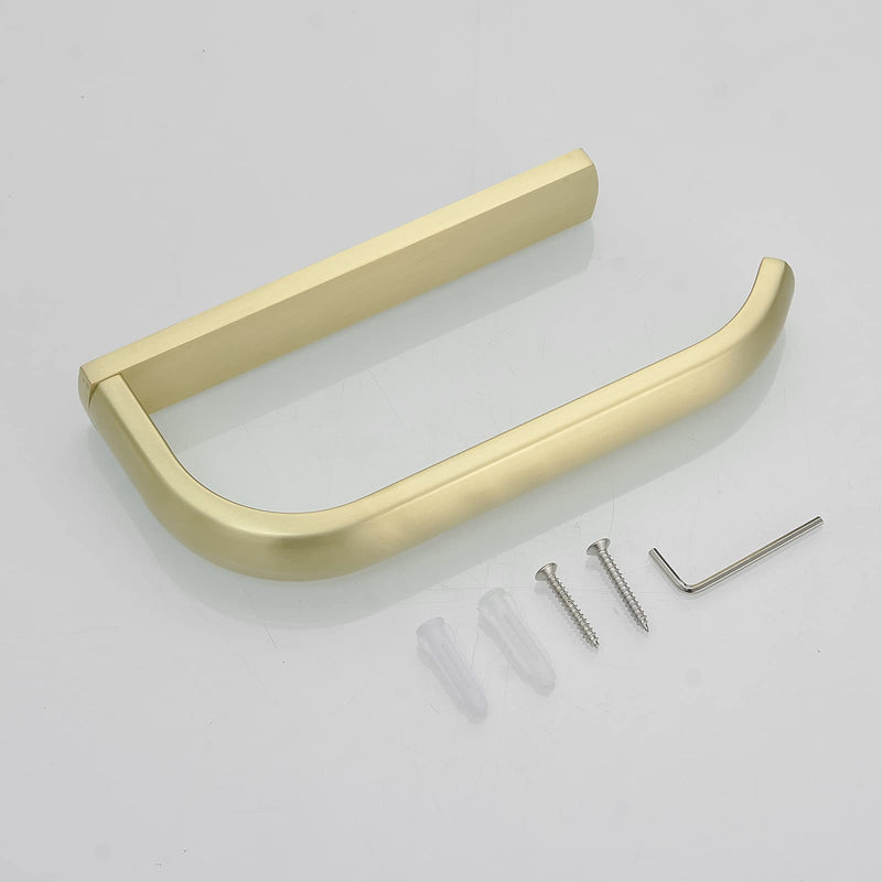 BESy Brass Toilet Tissue Paper Holder Brushed Gold Bathroom Accessories Wall Mounted, Rust Protection