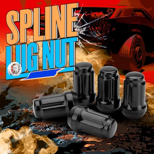 M12x1.5 ATV Lug Nuts, 16pcs 6 Spline Black Wheel Nuts with 19mm/21mm Socket Key, Compatible with Polaris Ranger RZR XP General, Pioneer 500 700 1000 Aftermarket Wheels