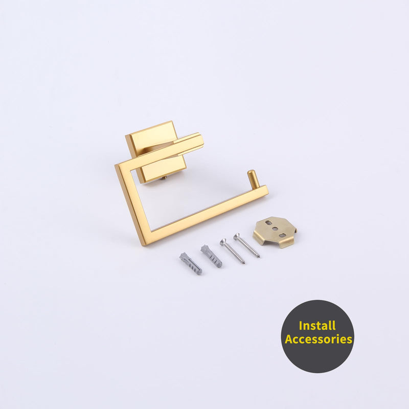 GERZWY Gold Stainless Steel Toilet Paper Holder Paper Towel Dispenser Tissue Roll Hanger Wall Mounted JG1905-BE