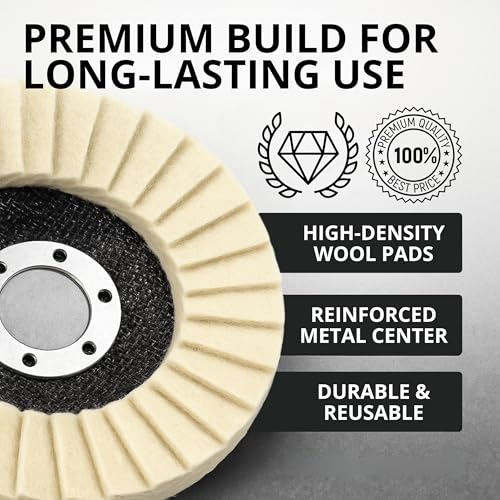 13PCS Aluminum Polishing Kit – 9 Felt Polishing Wheels for Grinder 3 Aluminum Buffing Compound Bars 1 Gloves Angle Grinder Kit for Metal Surface Finishing Rim Detailing DIY Garage Use 13 PCS Beige Set