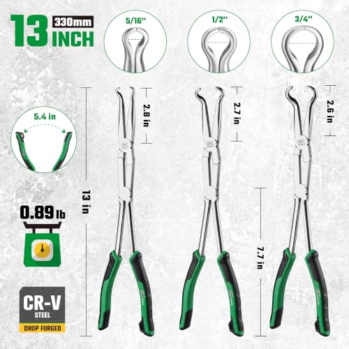 SK 3-Piece Hose Pliers Set, 13'' Double Jointed Long Reach Hose Grip Pliers