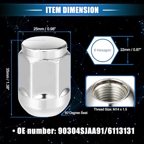 10 Pcs Wheel Lug Nuts Compatible for Honda Civic 2017-2021 for Honda Odyssey 2007-2010, Durable M14 x 1.5 Carbon Steel Silver Tone Tire Lugnuts 10