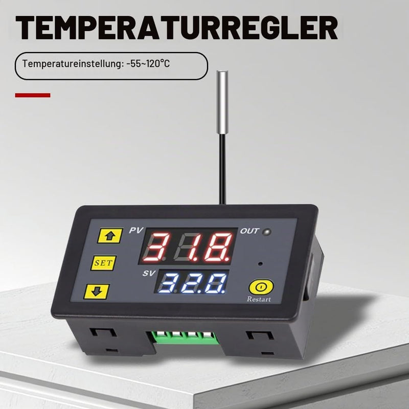 Digital Thermostat, W3230 DC 24V Digital Temperature Controller -20℃~100℃, Digital Display Thermostat Control Switch with Sensor Probe, LCD Temperature Controller Meter Controller, Alarm at High Temperature DC24V