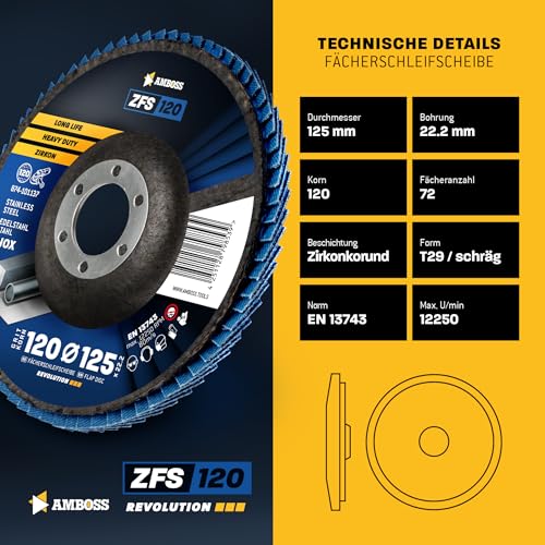 Abrasive Flap Disc Zircon Slanted K120 125 mm Diameter 125 mm – serrated washer Grit - K120