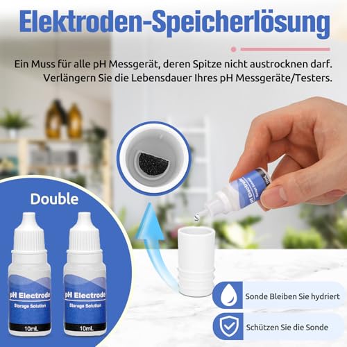 UIUZMAR pH Calibration Solution Set pH 7.00/4.00/10.01 50 ml Each for pH Meter | With storage solution pH electrode 2 bottles of 10 ml each, pH calibration buffer solution and pH electrolyte solution