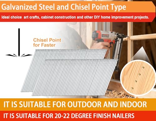 16 Gauge 20° Angled Finish Nails, Galvanized 4Size,2000Pcs Assembly---2000 Pcs