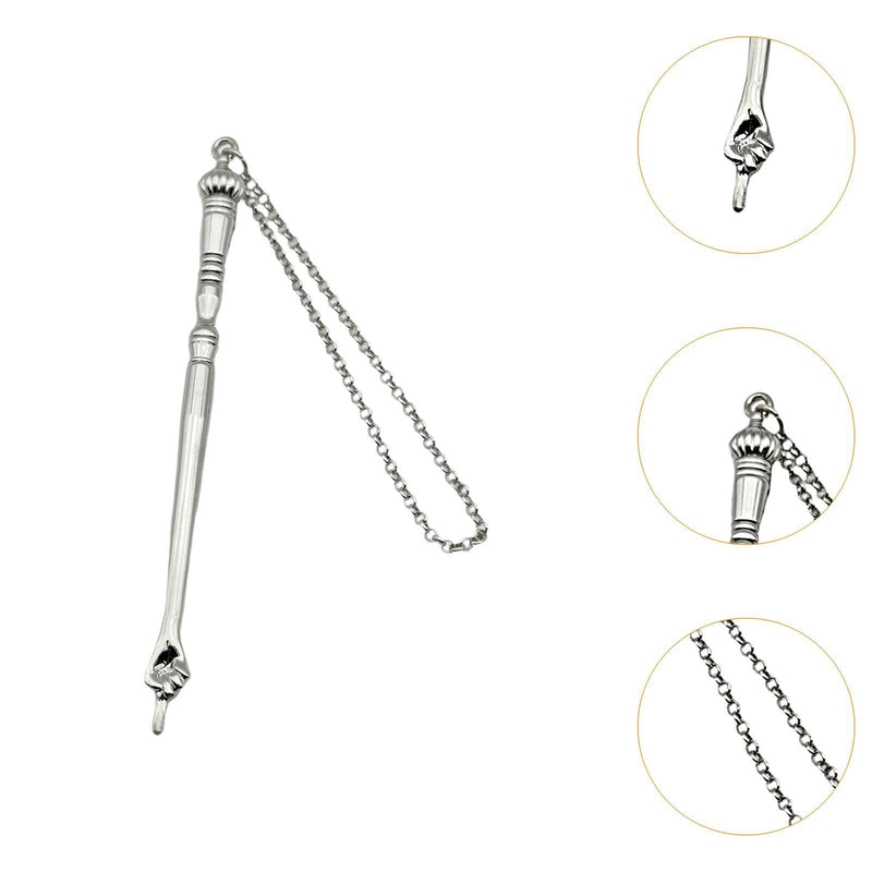 Yad Torah Pointer, Bible Pointer, Home Decor Zinc Alloy Bible Reading Tool, Hand Pointer and Connected Chain for Adults Jewish Bar Mitzvah Fireplace, Silver Onion Top