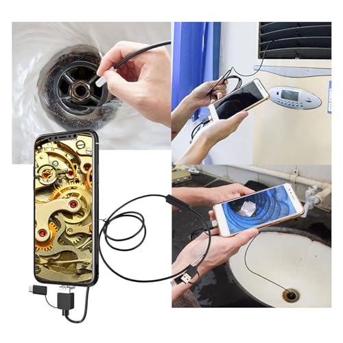 Endoscope Camera with Light, 3-in-1 Endoscope for Android Smartphones with USB-C Port, 3.9 mm Lens, High Resolution, Waterproof Endoscope with 6 Adjustable LED Lights (1 m Cable) 1 meter soft wire