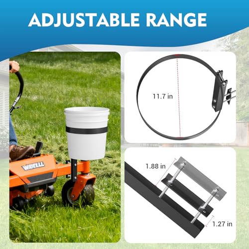 5 Gallon Trash Bucket Holder, for Zero Turn Mowers, Black Heavy-Duty Steel