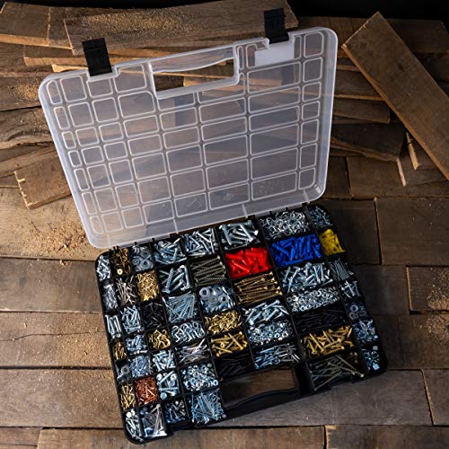 Stalwart - 75-ST6073 Portable Storage Case with Secure Locks and 55 Small Bin Compartments for Hardware, Screws, Bolts, Nuts, Nails, Beads, Jewelry and More by Black 55 Bin