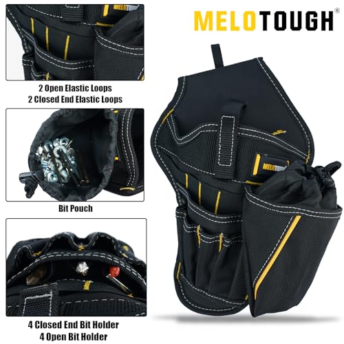 MELOTOUGH Right Handed Impact Holster 3-in-1 Drill Holster Combo with Magnetic Wristband, Tool Belt Hook