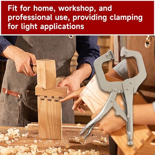 findmall 11 Inch Locking C-Clamp 5Pack Locking Pliers Adjustable Welding Clamps Vise W/Regular Tip and Swivel Pad for Shop Home Farm and Automotive 1 11 in