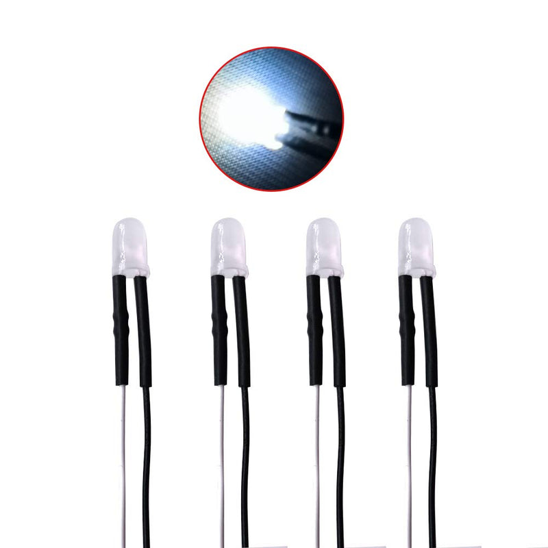 YIXISI 50 pieces pre-wired LED, 12 V 5 mm pre-wired diode light, diffuse emitting light diode multi-color assorted light, 20 cm (white) white-b-50