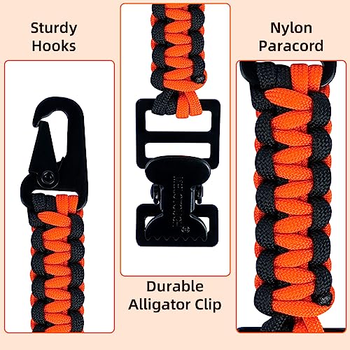 MELOTOUGH Magnetic Suspenders Tool Belt Suspenders with Large Moveable Phone Holder, Pencil Holder,Tactical Glove Clip Braided Paracord Work Glove Holder Clip for Tactical Backpack, Tool Belt(Orange)