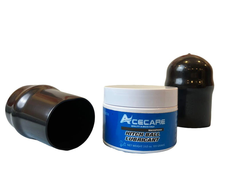 ACECARE 3.63oz Trailer Hitch Ball Lubricant with 2 PCS of Trailer Hitch Ball Cover - Reduces Friction & Wear on Hitch Balls, King Pins, Hitch Locks | Essential Camper & Travel Trailer Accessory