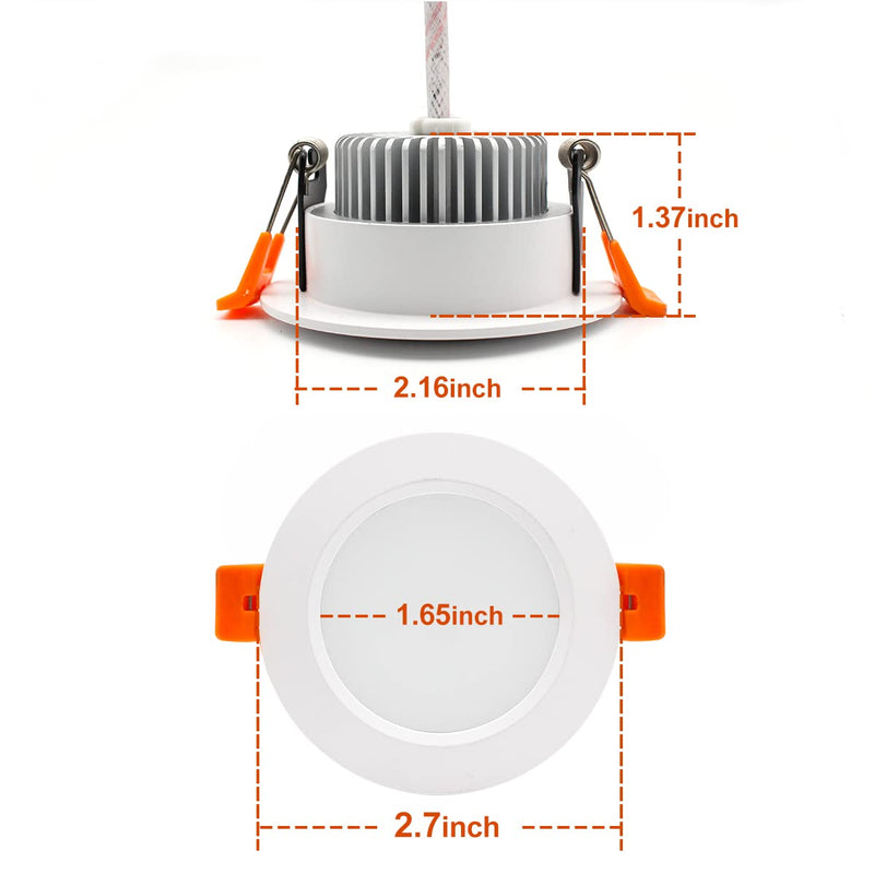 2 Inch LED Recessed Lighting, Dimmable Downlight 3W(35W Halogen Equivalent), CRI80, 3000K Warm White LED Ceiling Light with LED Driver(4 Pack) 3000k (Warm White) 4 Pack (White)
