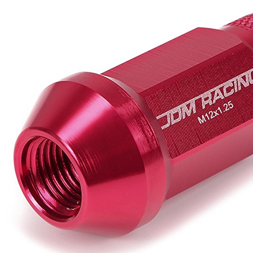 DNA MOTORING LN-ZTL-9026-125-PK 20Pcs M12 x 1.25 Open End Style Wheel Lug Nuts w/Deep Drive Extension Adapter, 25mm OD/50mm H, Pink