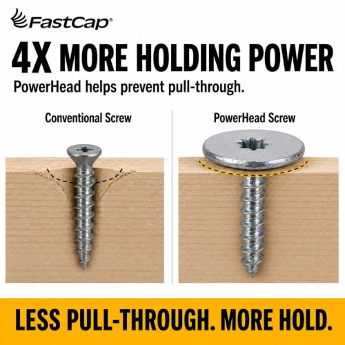 FastCap PowerHead Wood Screws, 1.5", T20 Torx Drive, 200-Pack