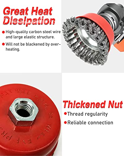 WENHUALI 4" Coarse Twisted Knotted Wire Wheel Cup Brush for Angle Grinder 4 PACK 4'' Cup Brush