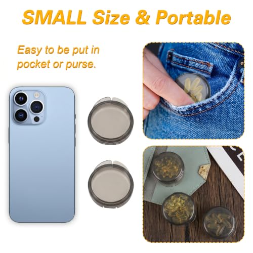 Prasacco Pack of 6 Mini Pill Box in Black, Pill Box Small for On the Go Small Pill Organiser Box, Portable Travel Storage Box for Pills, Vitamin, Liver Oil, Sweets (4 x 4 x 1.5 cm)