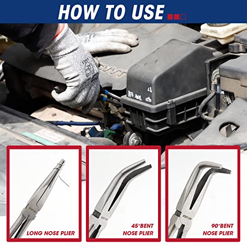 Rizom 5-Piece Long Needle Nose Pliers Set, 11'' Long Reach Bent Nose Pliers 5PCS
