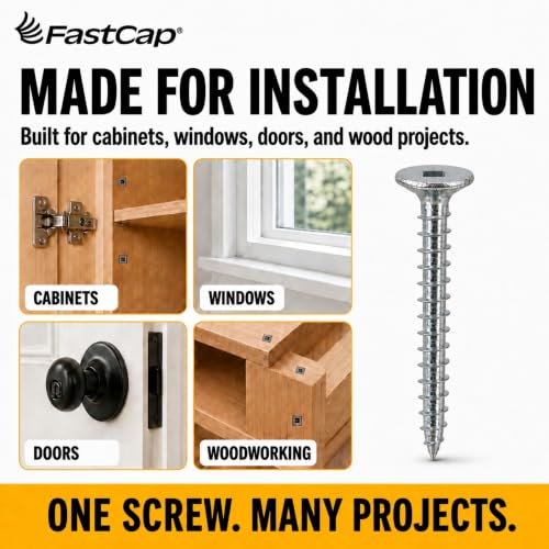 FastCap PowerHead Wood Screws, 3", #2 Square Drive, 150-Pack No. 8