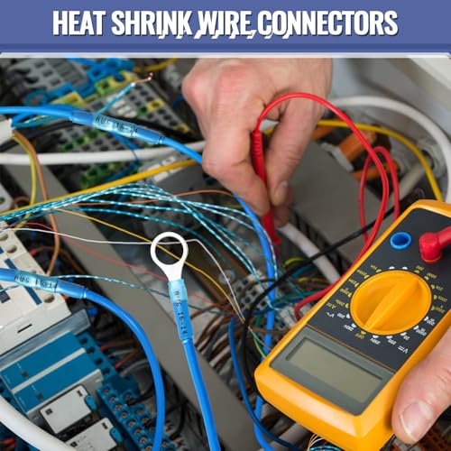 Sopoby Crimping Tool For Heat Shrink Connectors with 300PCS Marine Grade Heat Shrink Wire Connectors - Tinned Red Copper - Electrical Crimping Tool - AWG 22-10 Electrical Ring Fork Spade Splice 300PCS Heat Shrink Wire Connectors Set