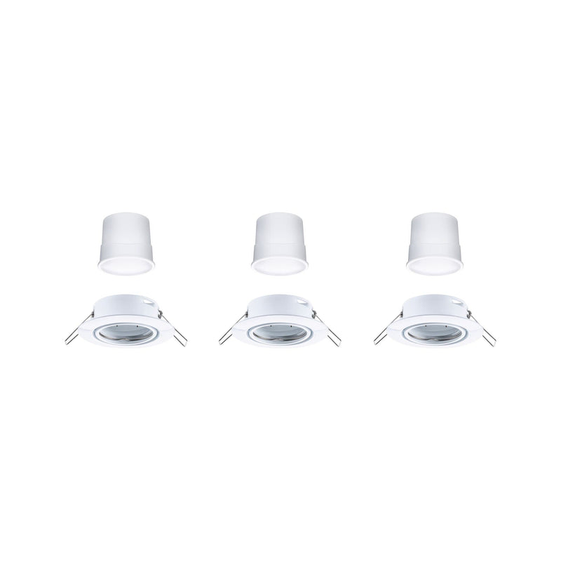 Paulmann 92466 LED Recessed Light Base Smart Home Zigbee Basic Set Swivelling Round 230 V 3 x 4.9 W 3 x 420 lm Dimmable 90 mm White Metal RGBW+