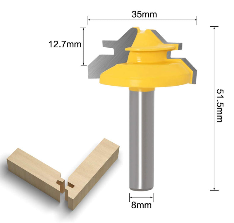APlus 3 pcs. 8mm Glue Cutter Miter Glue Cutter Router 45 Degree Lock Miter Router Bit Woodworking Cutter Cutting Tool for Engraving Machine Trimming Machine