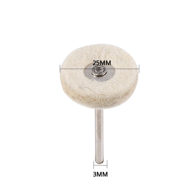 KIMISS Gold Buff Dremel Cotton Polishing Disc Wool Pack of 10 25mm Wool Felt Polishing Drill Grinding Disc Brushes with Handle for Rotary Tool