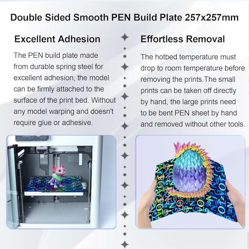 IdeaFormer Double Side PEN Smooth Letter Pattern and Smooth Digital Coding Pattern Build Plate 257x257mm Spring Steel Sheet for Bambu Lab printer X1/X1C/X1E/P1P/P1S/A1.
